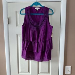 Coldwater Creek Rich Purple Layered Blouse